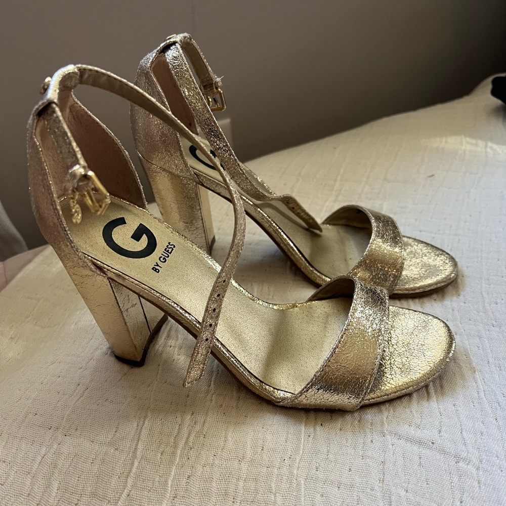Guess Metallic Gold Strappy Heels